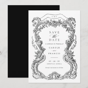 Elegante vintage bloem toile lijst save the date kaart