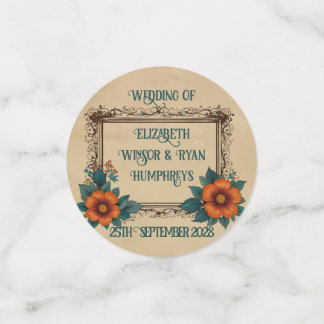 Elegante Vintage Bloemige Bruiloft Confetti