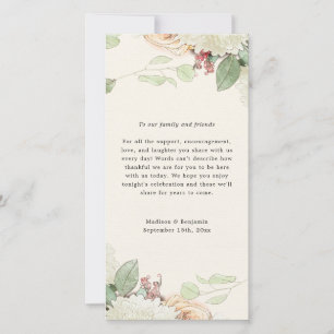 Elegante Vintage Bloemige Eucalyptusrozen Bruiloft Bedankkaart