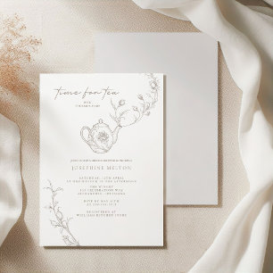 Elegante Vintage Bloemige Thee Feest Bruidsbruilof Kaart