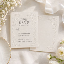 Elegante Vintage Bloemige Trouwkaart met Reliëf St