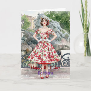 Elegante Vintage Bloemige Verjaardagskaart Vrouw P Kaart