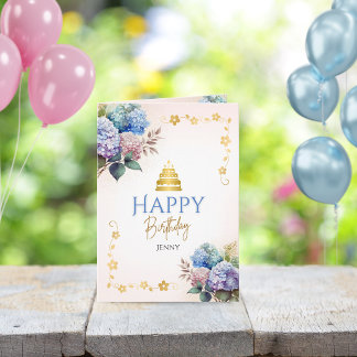 Elegante Vintage Bloemrijke Christelijke Verjaarda Feestdagen Kaart