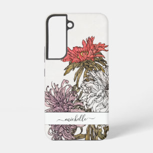 Elegante Vintage Bloemrijke Script Naam Samsung Galaxy Hoesje