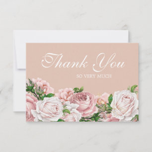 Elegante Vintage Blush Roze Rozen Bedankt