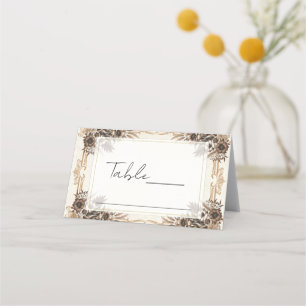 Elegante Vintage Boheem Bloem Bruiloft Plaatskaart