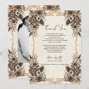 Elegante Vintage Boheemse Bloem Bruiloft Dank Je W Kaart