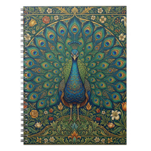 Elegante vintage bohemien pauwontwerp notitieboek
