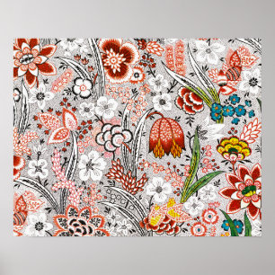 Elegante Vintage Boho Abstracte Bloem Kunst   Poster
