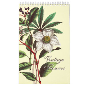 Elegante Vintage Botanische Bloem Illustraties Kalender