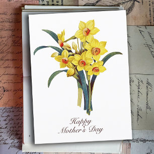 Elegante Vintage Botanische Bloemen Gele Narcissen Briefkaart