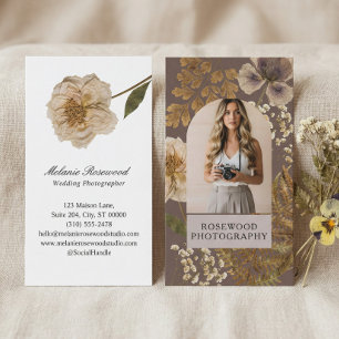Elegante Vintage Botanische Bloemisterij Wilde Blo Visitekaartje