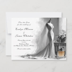 Elegante Vintage Bruidsillustratie Romantisch Save The Date