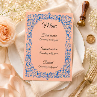 Elegante Vintage Bruiloftsmenu Sjabloon | Aanpasba Menu