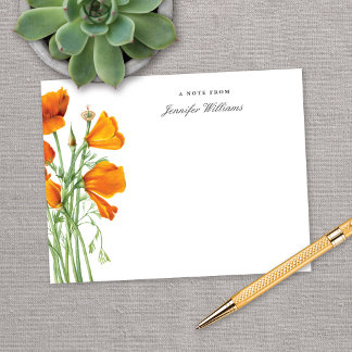 Elegante Vintage California Klaproos Bloemen met n Notitiekaartje