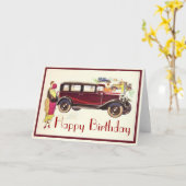 Elégante Vintage Cars Carte Anniversaire (Fleur jaune)