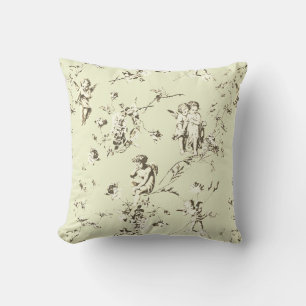 Elegante Vintage Cupido-Engelen Beige Bloemmotief Kussen