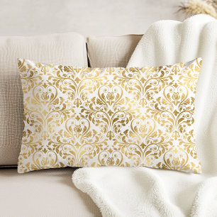 Elegante Vintage Damast Gouden Witte Worp Kussen