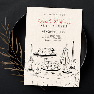 Elegante vintage decoratie voor eettafel baby show kaart