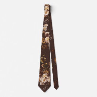 Elegante Vintage Donkere Stemming Bruine Bloem Stropdas