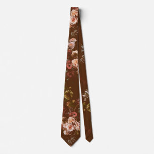 Elegante Vintage Donkere Stemming Bruine Bloemmoti Stropdas