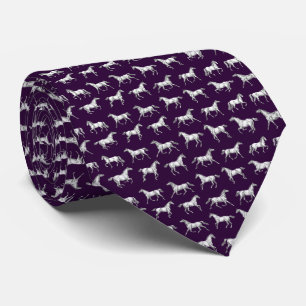 Elegante Vintage Donkerpaarse Galopperende Paarden Stropdas
