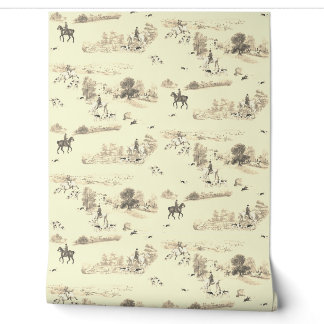 Elegante Vintage Engelse Paardrijders Jachthonden Behang