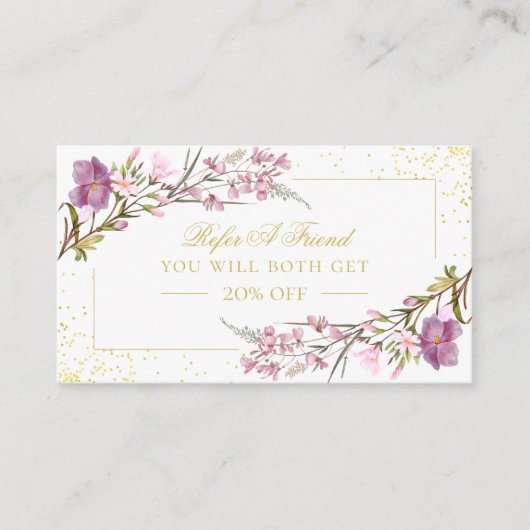 Élégante Vintage Fleurs Roses Violettes Carte de r (Devant)