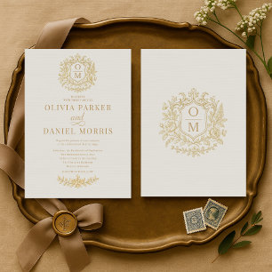 Elegante Vintage Franse Bloemige Monogram Trouwkaa Kaart