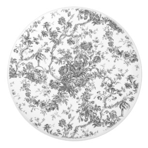 Elegante vintage Franse gegraveerde bloem toile-gr Keramische Knop