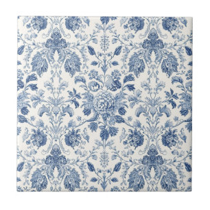 Elegante Vintage Franse Gegraveerde Bloemmotief Tegeltje