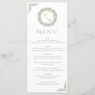 Elegante Vintage Franse Saliegroene Bloemige Bruil Menu