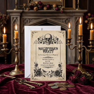 Elegante vintage gotische Halloween-feestuitnodigi Kaart