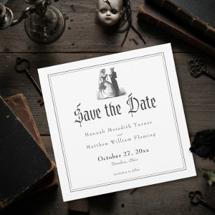 Elegante Vintage Gotische Zwarte Toile Trouw Save The Date