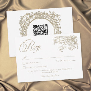 Elegante Vintage Gouden Crest Tuin Bruiloft RSVP Kaartje