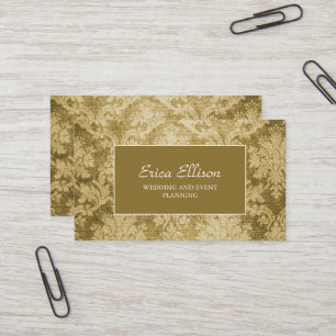 Elegante Vintage Gouden Damast Trouwplanner Visitekaartje