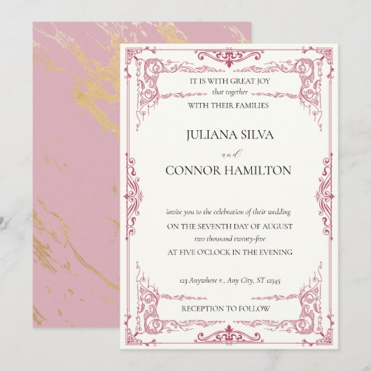 elegante vintage gouden theeparty bruiloft kaart (Voorkant / Achterkant)