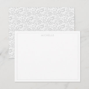 Elegante Vintage Grijze Venetiaanse Bloem Botanisc Notitiekaartje