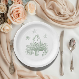 Elegante vintage groene beplanting handgetekend papieren bordje