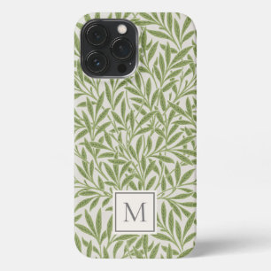 Elegante Vintage Groene Wilgenbladeren Monogram iPhone 13 Pro Max Hoesje