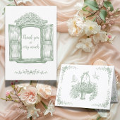 Elegante Vintage Groenelementen Bedankkaart