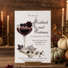 Elegante Vintage Halloween Cocktailkaart Uitnodigi