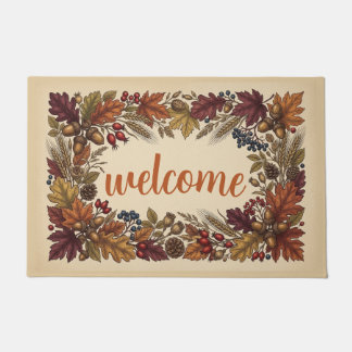 Elegante vintage herfst botanische krans deurmat