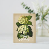 Elegante Vintage Hortensia Bloem Gelukkig Verjaard Briefkaart (Staand voorkant)