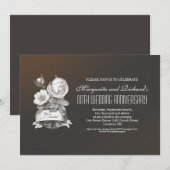 Elegante vintage huwelijksjubileum uitnodigingen (Voorkant / Achterkant)