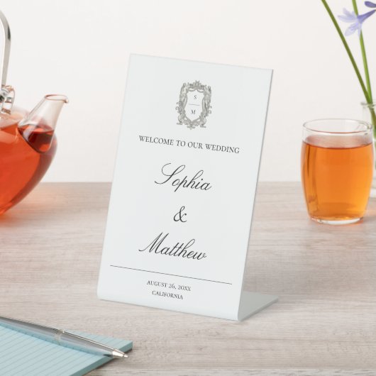 Elegante Vintage Kalligrafie Bruiloft Reclamebord Met Voetstuk (Insitu)