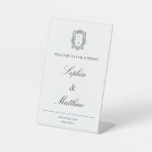 Elegante Vintage Kalligrafie Bruiloft Reclamebord Met Voetstuk (Voorkant)