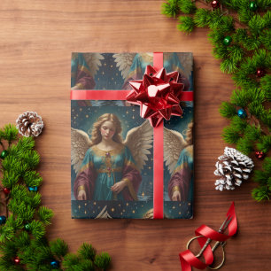 Elegante vintage kerst engel cadeaupapier