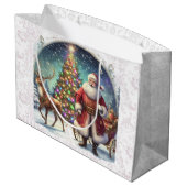 Elegante Vintage Kerstman Groot Cadeauzakje (Achterkant Gekanteld)