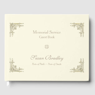 Elegante Vintage Kies Kleur Memorial Guest Book Gastenboek